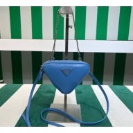 Prada Leather Triangle mini-pouch bag 1NR015 Blue 2023