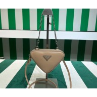 Prada Leather Triangle mini-pouch bag 1NR015 Beige 2023