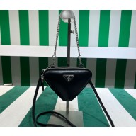 Prada Leather Triangle mini-pouch bag 1NR015 Black 2023