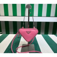 Prada Leather Triangle mini-pouch bag 1NR015 Pink 2023