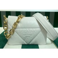 Prada Quilted nappa leather shoulder bag 1BD315 White 2023