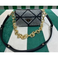 Prada Satin mini bag with crystals 1BD329 Black 2023