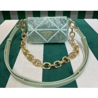 Prada Satin mini bag with crystals 1BD329 Green 2023