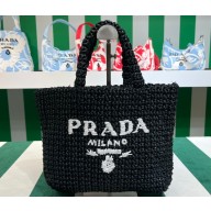 Prada Small crochet tote bag 1BG422 Black 2023