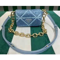 Prada Satin mini bag with crystals 1BD329 Blue 2023