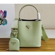 Prada Panier Brushed Leather Tote Bag 1BA319 Light Green 2023