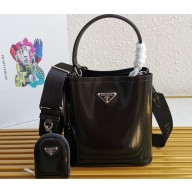 Prada Panier Brushed Leather Tote Bag 1BA319 Black 2023