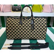 Prada Large Symbole embroidered fabric travel bag 2VC018 2023