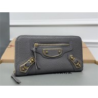balenciaga zippy long wallet in goatskin gray 2023