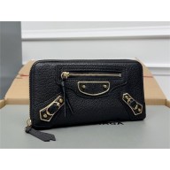 balenciaga zippy long wallet in goatskin black 2023