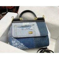 Dolce & Gabbana Large Sicily bag in calfskin and patchwork denim 2023