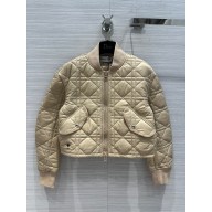 dior Beige Quilted Technical Cotton Taffeta Macrocannage Bomber Jacket 2023