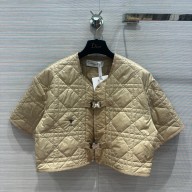 dior beige Quilted Technical Taffeta Macrocannage Short-Sleeved Peacoat 2023