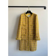 chanel Wool & Cotton Tweed Yellow, Brown & Ecru coat P77685 2024 