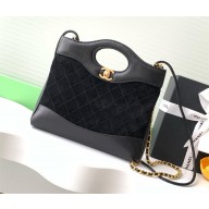 CHANEL black 31 Mini Shopping Bag in Suede Calfskin, Lambskin & Gold-Tone Metal AS4133 2025