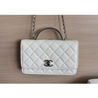 Chanel Clutch with Chain in Shiny grained Calfskin AP4498 WHITE 2025
