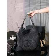 Chanel Black Quilted Suede CC Shoulder Bag 2025