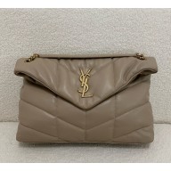 Saint Laurent  PUFFER Medium sheepskin leather handbag beige (original quality) 2024