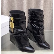 Givenchy Bottes Shark Lock en cuir black heel 9.5cm 1105-2024ss