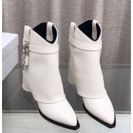 Givenchy Shark Lock Cowboy ankle boots in aged leather white  heel 6cm 1105-2024