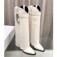 Givenchy Bottes Shark Lock en cuir white  heel 6cm 1105-2024