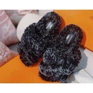 Hermès  Chypre shearling mules black 2024