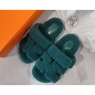 Hermès  Chypre shearling mules green 2024