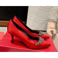 Roger Vivier Efflorescence Pumps in satin red 2025