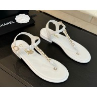 Chanel Sandals Lambskin & Metal white 2025