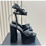 Saint Laurent Heel 14cm platform sandals in calfskin black 2024