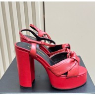 Saint Laurent Heel 14cm platform sandals leather red 2024