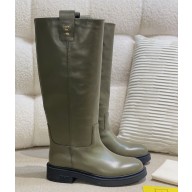 Fendi women's Filo Green leather boots 2024
