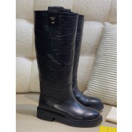 Fendi Filo Logo Embossed black leather boots 2024