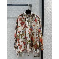 dior Multicolor Cotton and Silk Poplin with Albero della Vita Motif Blouse 2023
