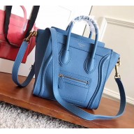 Celine Luggage Nano In Clemence leather Turquoise