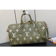 Louis Vuitton Monogram Empreinte leather Keepall Bandoulière 45 Bag M46671 Kaki 2023