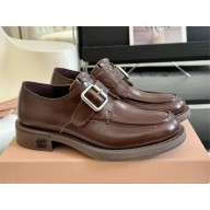 Miu Miu Leather brogue shoes 5E320E coffee 2024SS