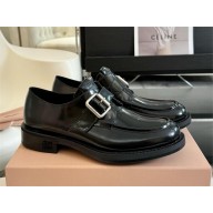 Miu Miu Leather brogue shoes 5E320E black 2024SS