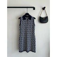 fendi Navy blue FF cotton dress 2024