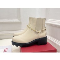 VALENTINO GARAVANI ROCKSTUD CALFSKIN ANKLE BOOT heel 5cm white 2024