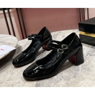 Christian Louboutin heel 5.5cm patent leather Mary Janes black 2024