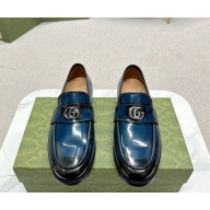 Gucci men's Moccasins/Loafers glaze calfskin blue 2024