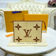 Louis Vuitton Toiletry Pouch 26 in Woven Raffia with Gold-tone m80351 brown