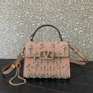 VALENTINO V LOGO CRYSTAL EMBELLISHED BAG pink 2025