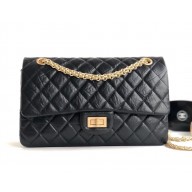 Chanel 2.55 Reissue Size 225 Bag in wrinkled calfskin black with gold hardware