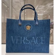 versace La Medusa Canvas Tote Bag blue 2023