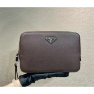 Prada Saffiano leather clutch bag 2VF017 coffee1105-2024