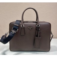 Prada Saffiano leather briefcase  2VE022 coffee 1105-2024