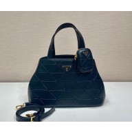 Prada Medium leather tote bag with stitching 1BG545 black 1105-2024