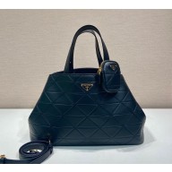 Prada leather tote bag with stitching 1BG547 black 1105-2024